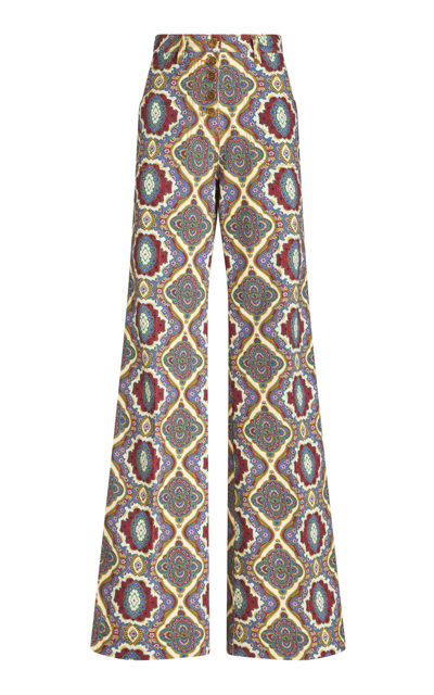 Shop Etro High-waisted Flared Pants In Multi