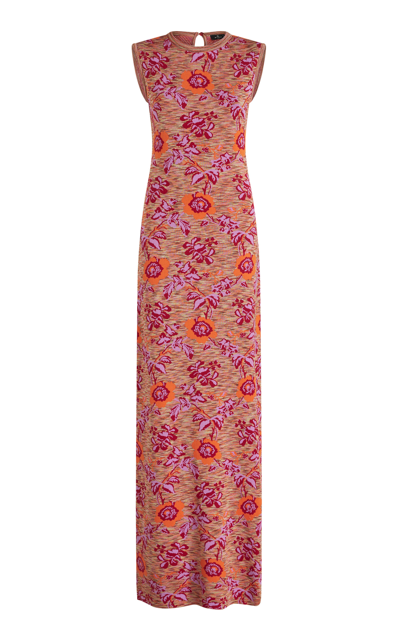 Shop Etro Floral-knit Maxi Dress In Pink
