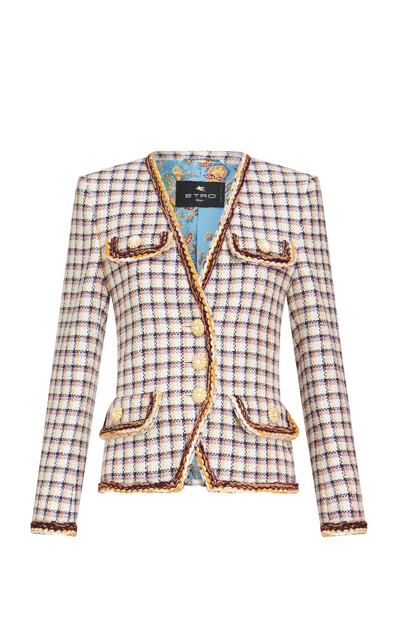 Shop Etro Tweed Jacket In Multi