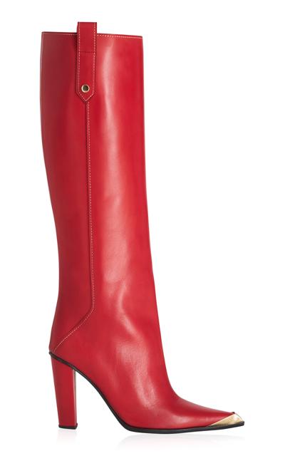 Shop Etro Leather Knee-high Boots In Red
