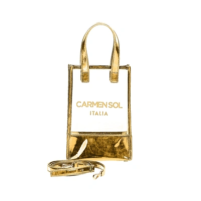 Shop Carmen Sol Portofino Clear Mini Crossbody In Gold