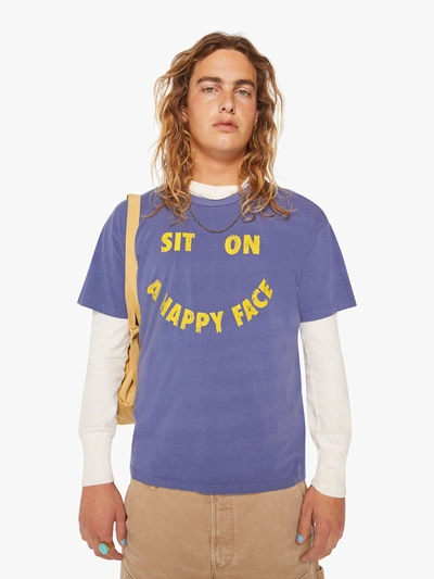 Shop Mother The Lowdown Sit On A Happy Face T-shirt (also In L, Xl) In Navy