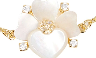 Shop Kate Spade Crystal Flower Bracelet In White Multi/ Gold