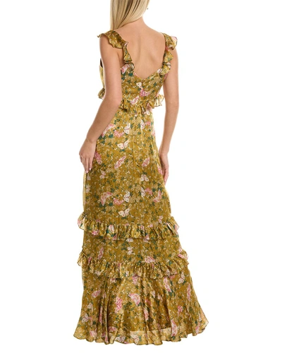 Shop Amur Magnolia Silk Gown In Gold