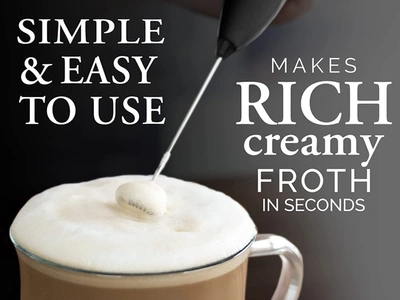 Zulay Kitchen Black Executive Series Ultra Premium Gift Milk Frother For Coffee With Improved Stand