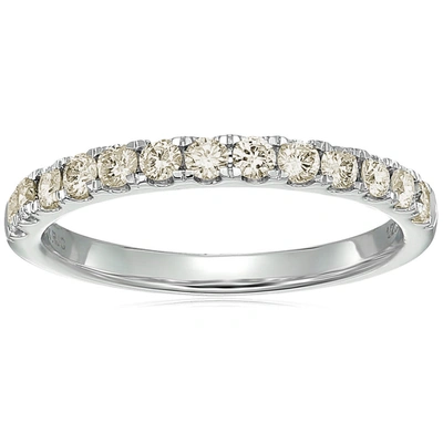 Vir Jewels 1/2 Cttw Champagne Diamond Wedding Band 14k White Gold 13 Stones Round In Silver