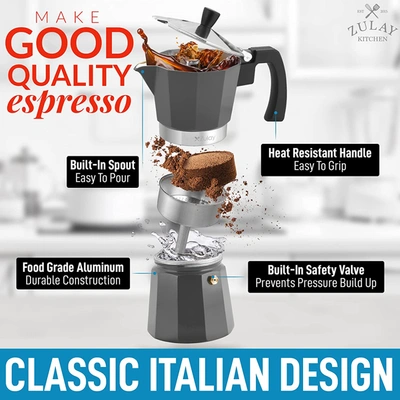 Shop Zulay Kitchen Classic Italian Style Espresso Cup Moka Pot In Grey