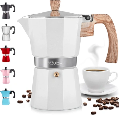 Zulay Kitchen Classic Italian Style Espresso Cup Moka Pot In White