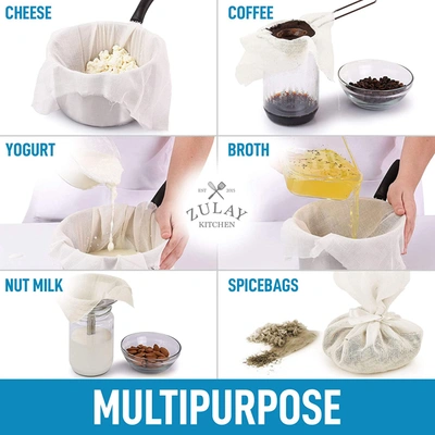 Zulay Kitchen Unbleached & Reusable Ultra Fine Cheese Cloth (2 Yard) In White