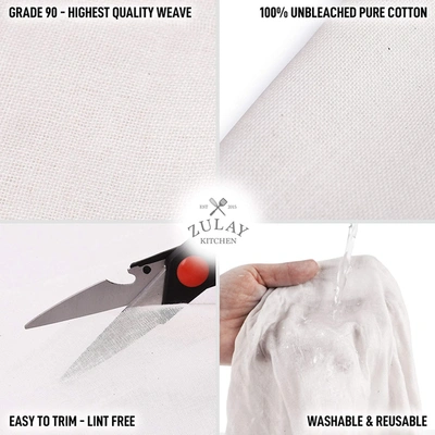 Zulay Kitchen Unbleached & Reusable Ultra Fine Cheese Cloth (2 Yard) In White