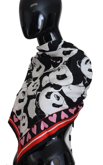 Shop Dolce & Gabbana Multi Panda Print Silk Shawl Wrap Men's Scarf
