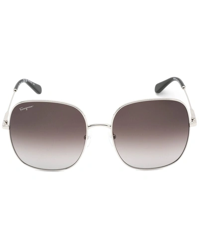 Shop Ferragamo Women's Sf300s 59mm Sunglasses In Silver