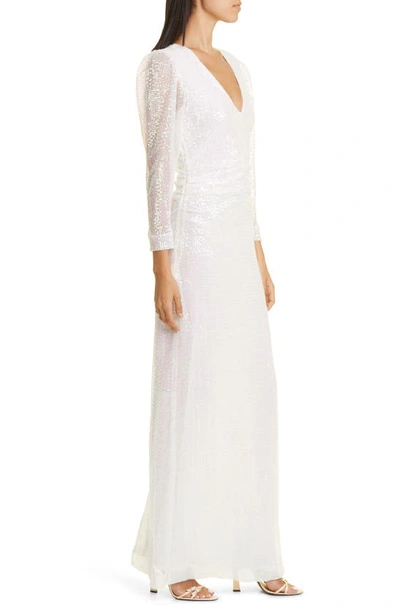 Shop Bytimo Sequin Ruched Column Dress In 003 - Off White