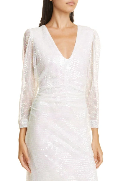 Shop Bytimo Sequin Ruched Column Dress In 003 - Off White