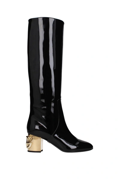 Shop Dolce & Gabbana Boots Patent Leather Black