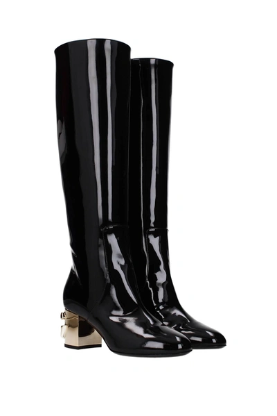 Shop Dolce & Gabbana Boots Patent Leather Black
