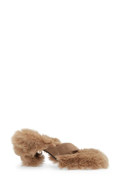 Jeffrey Campbell Fluffed Faux Fur Flip Flop In Beige Combo