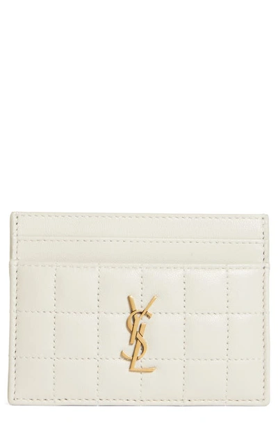 Shop Saint Laurent Matelassé Leather Card Case In Blanc Vintage