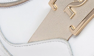 Shop Nerogiardini Logo Plate Sneaker In White / Gold