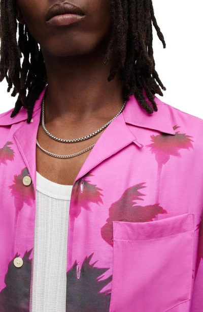 Shop Allsaints Islands Short Sleeve Button-up Camp Shirt In Punch Pink