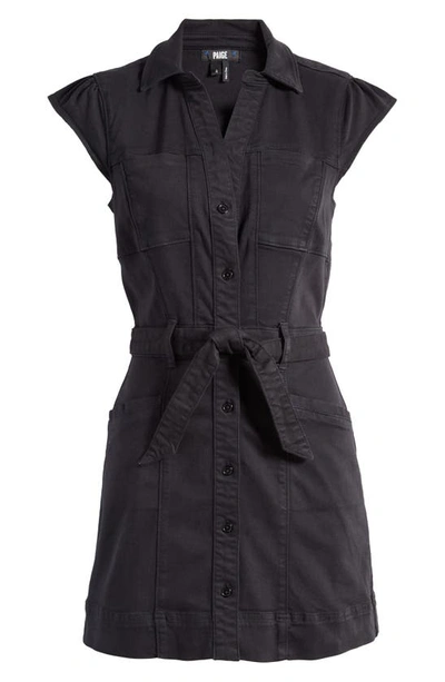 Shop Paige Jaxsyn Cap Sleeve Tie Belt Shirtdress In Washed Black