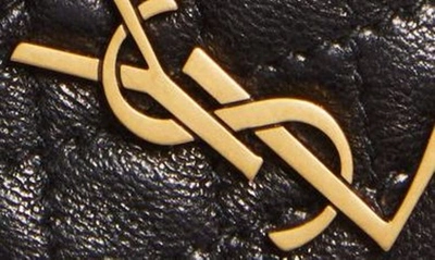 Shop Saint Laurent Gaby Leather Coin Pouch Key Ring In Noir