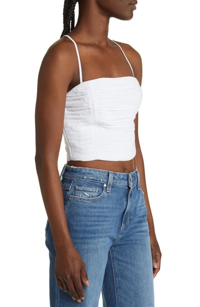 Shop Madewell Wendy Pleated Cotton Poplin Crop Top In Eyelet White