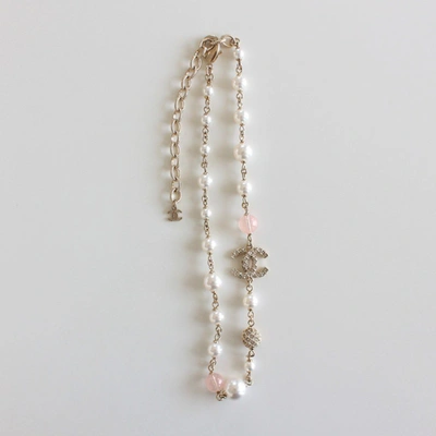 Pre-owned Chanel Pearl And Crystal Choker Necklace