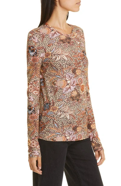 Shop Ulla Johnson Eve Floral Long Sleeve Cotton Top In Wheat Flower