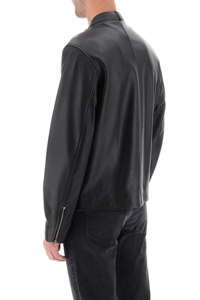 Shop Diesel L-metalo Leather Biker Jacket In Black