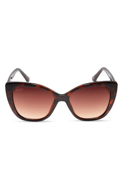 Shop Diff 54mm Square Sunglasses In Dark Tort Brown Gradient Lent