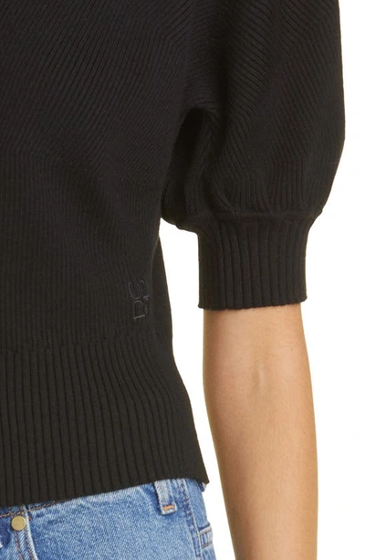 Shop Ulla Johnson Eila Rib Crop Sweater In Noir