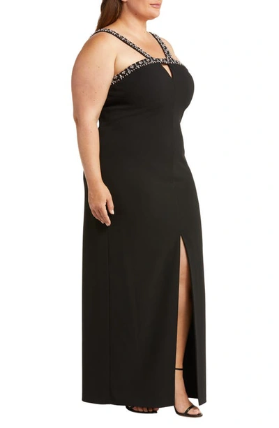 Shop Vince Camuto Beaded Keyhole Gown In Black