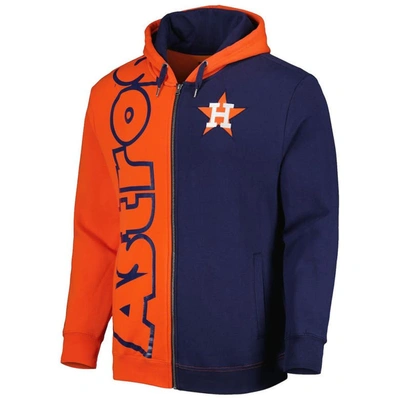 Shop Mitchell & Ness Orange/navy Houston Astros Fleece Full-zip Hoodie
