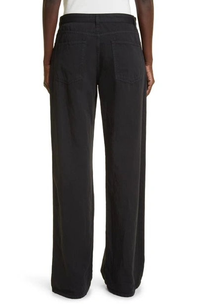 Shop The Row Eglitta Relaxed Wide Leg Cotton & Linen Jeans In Black