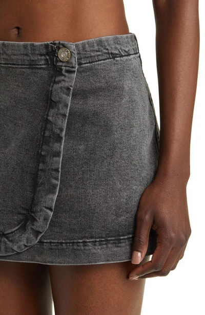 Shop Bdg Urban Outfitters Acid Wash Denim Wrap Miniskirt In Washed Black