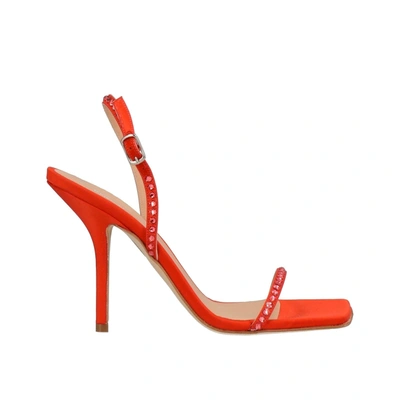 Shop Eddy Daniele Giulia Satin Sandals In Red