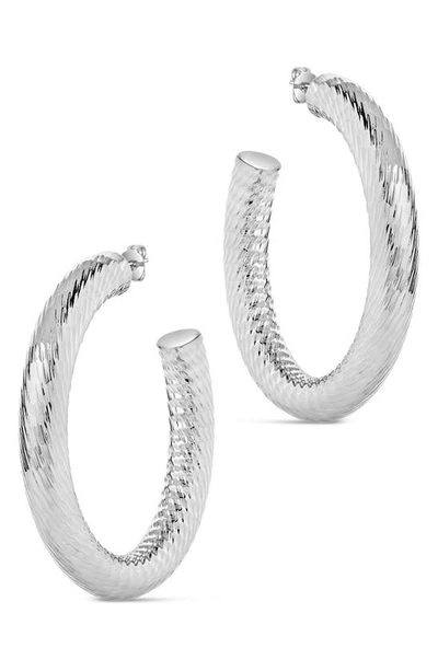 Sterling Forever Amina Hoop Earrings In Silver