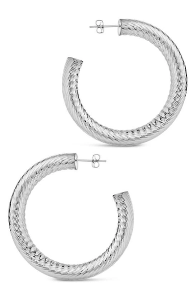 Sterling Forever Amina Hoop Earrings In Silver