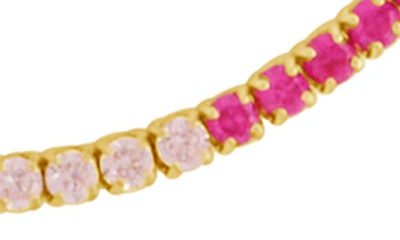 Sterling Forever Maria Rainbow Cubic Zirconia Frontal Tennis Necklace In Gold