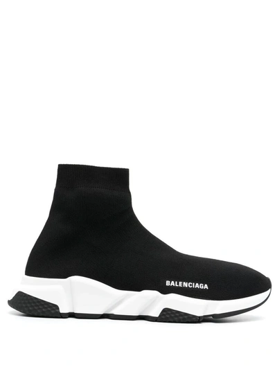 Shop Balenciaga Speed Logo Sneakers Shoes In Black