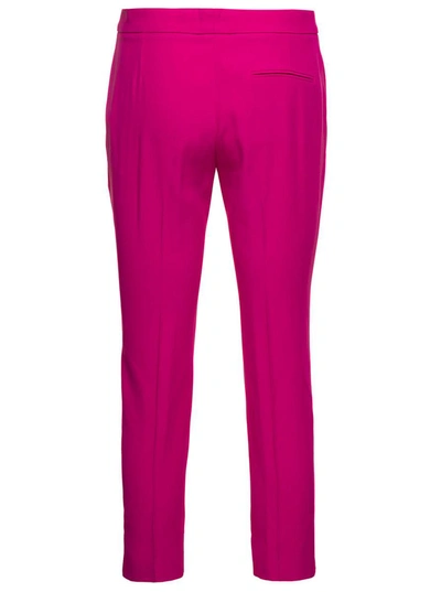 Shop Alexander Mcqueen Fuchsia Cigarette Pants With Welt Pocket In Viscose Blend Woman In Pink