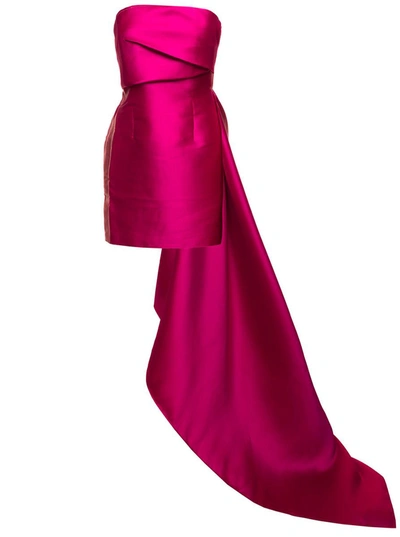 Shop Solace London Fuchsia 'meyer' Mini Dress With Train In Sretch Fabric Woman In Pink