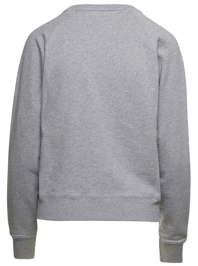 Shop Maison Kitsuné Crewneck Sweatshirt With Embroidered Logo Patch In Grey Cotton Woman