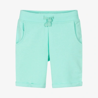 Shop Guess Boys Turquoise Blue Cotton Shorts
