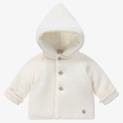 Shop Paz Rodriguez Baby Ivory Hooded Wool Jacket