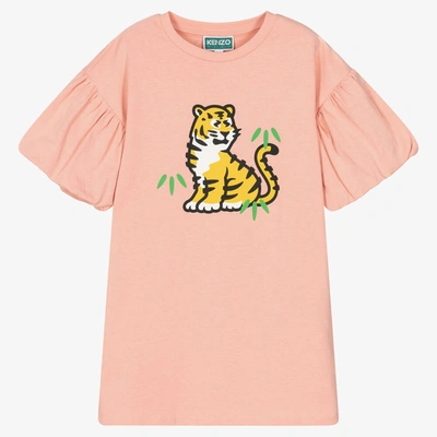 Shop Kenzo Kids Girls Pink Cotton Kotora Tiger Dress