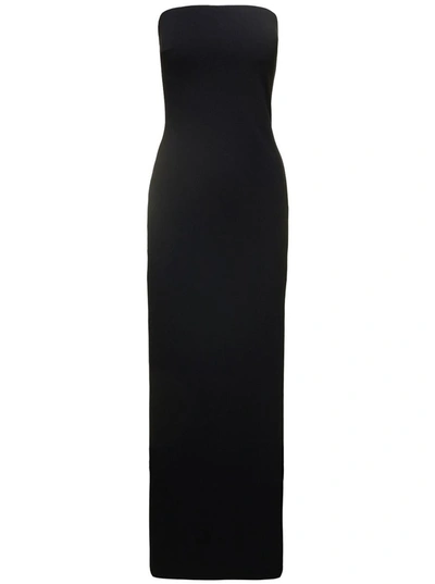 Shop Solace London Black Maxi 'zora' Dress With Deep Front Vent In Polyester Woman