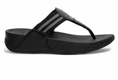 Shop Fitflop Walk Star -webbing Toe-post Sandals In Black