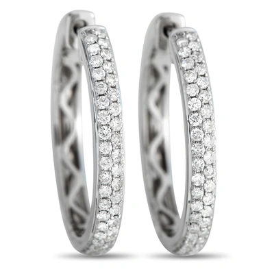 Non Branded Lb Exclusive 14k White Gold 0.65ct Diamond Hoop Earrings